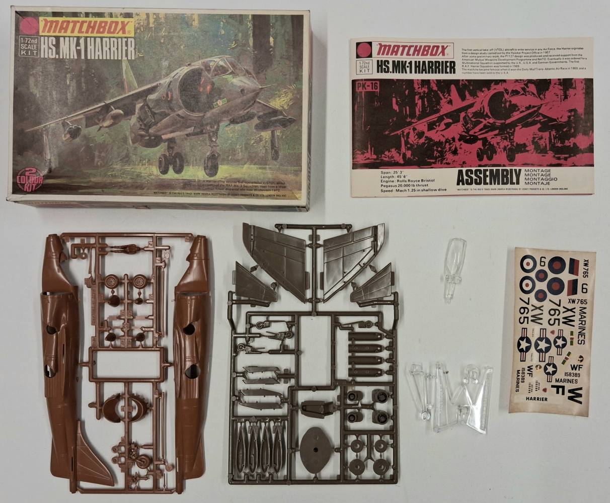 KINGKIT MODEL SCRAPYARD MATCHBOX PK-16 HS.MK-1 HARRIER CRACKED DECALS Salvage Yard