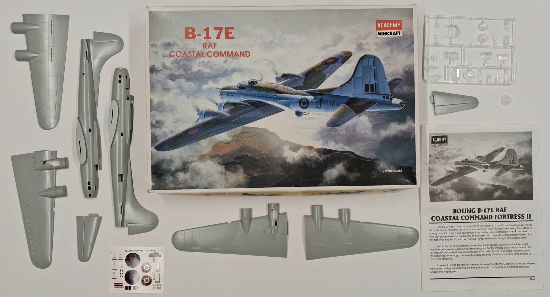 KINGKIT MODEL SCRAPYARD ACADEMY 2141 B-17E RAF COASTAL COMMAND STARTED MISSING CANOPY Salvage Yard