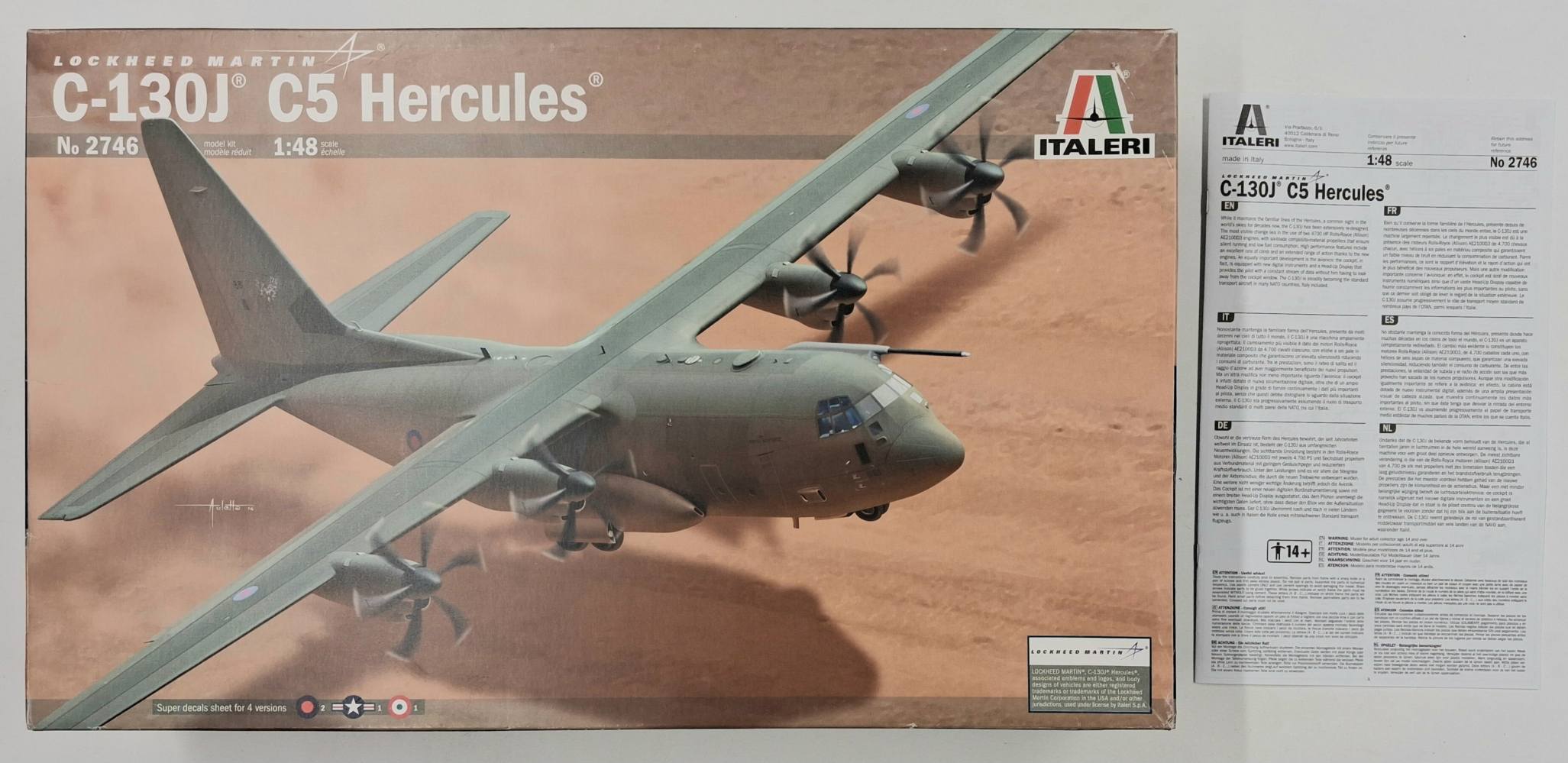 KINGKIT MODEL SCRAPYARD ITALERI 2746 LOCKHEED MARTIN C-130J C5 HERCULES NO DECALS Salvage Yard