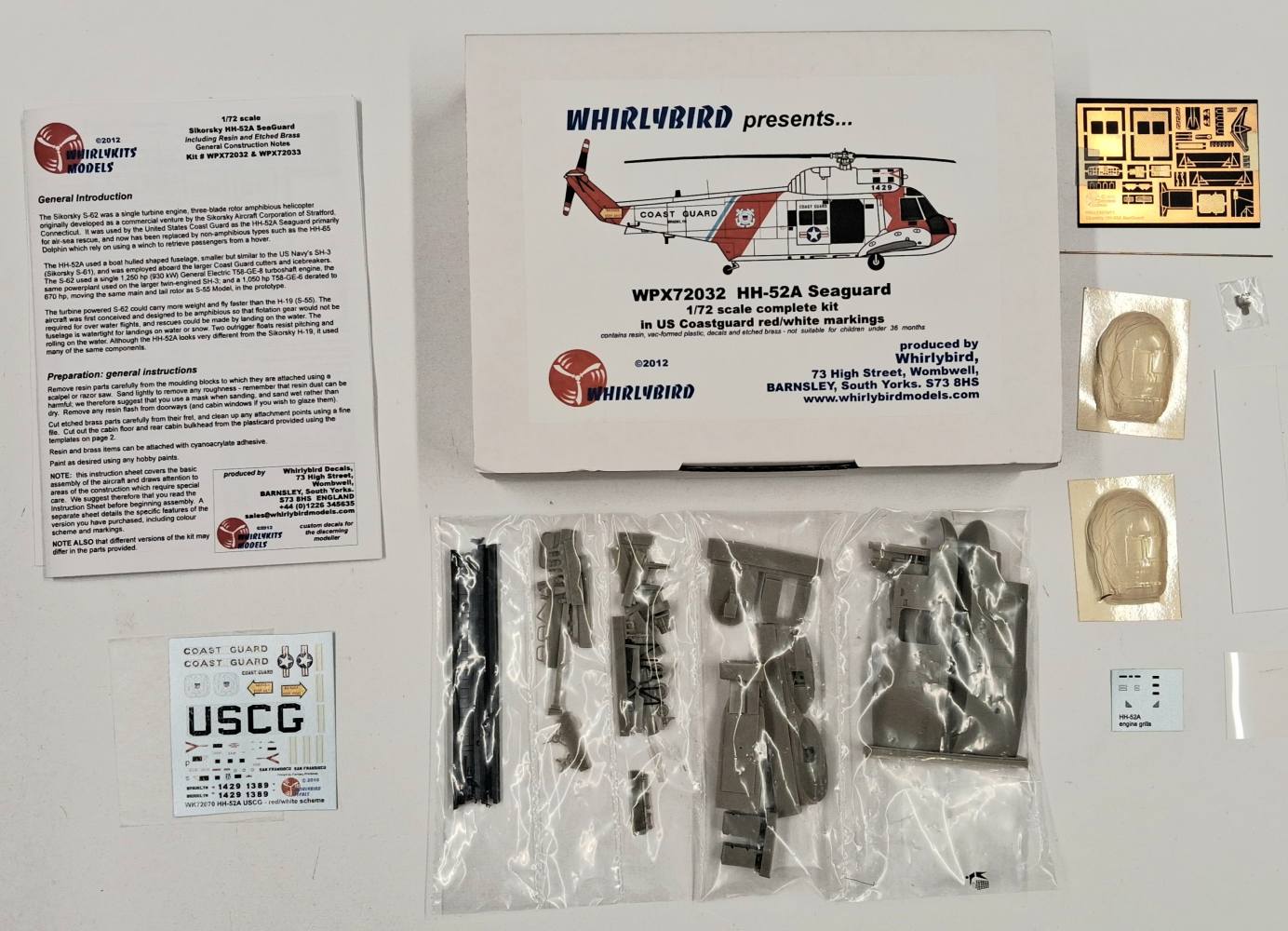 KINGKIT MODEL SCRAPYARD WHIRLYBIRD WPX72032 HH-52A SEAGUARD IN US COASTGUARD RED/WHITE MARKINGS YELLOWED CANOPIES Salvage Yard