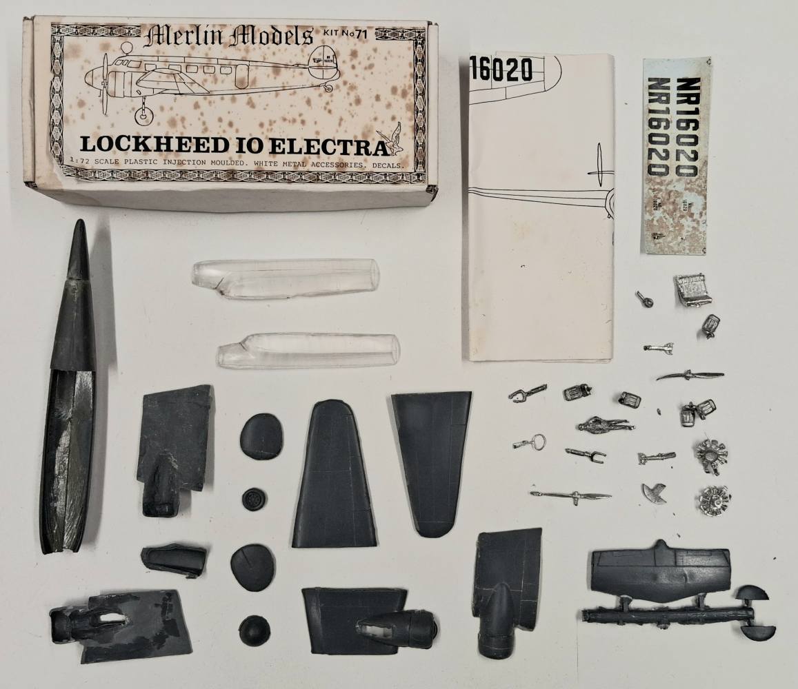 KINGKIT MODEL SCRAPYARD MERLIN MODELS 71 LOCKHEED IO ELECTRA STARTED DAMAGED DECALS Salvage Yard
