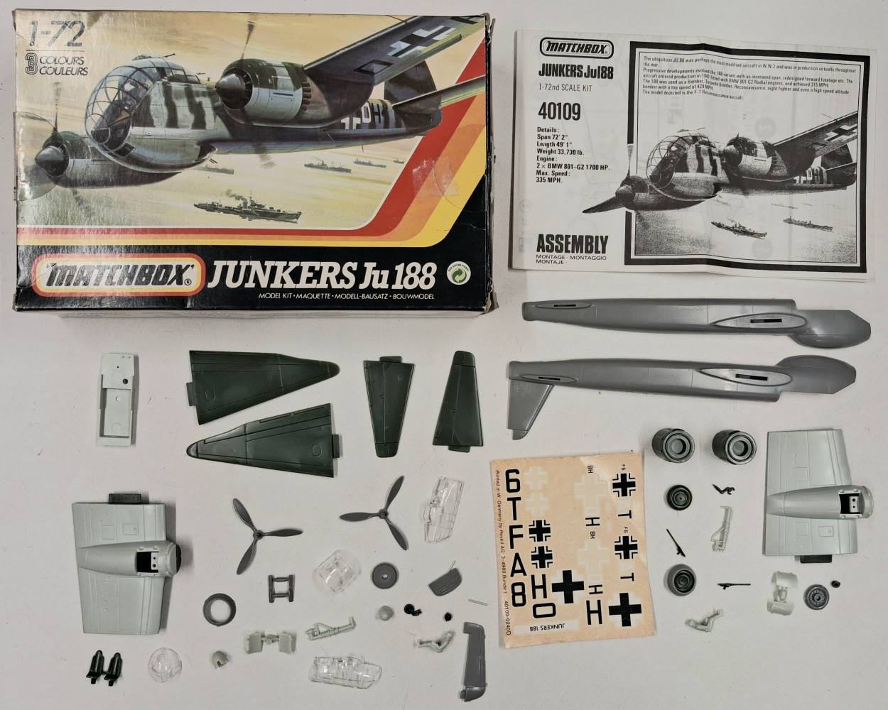KINGKIT MODEL SCRAPYARD MATCHBOX 40109 JUNKERS JU188 STARTED AND DESPRUED Salvage Yard