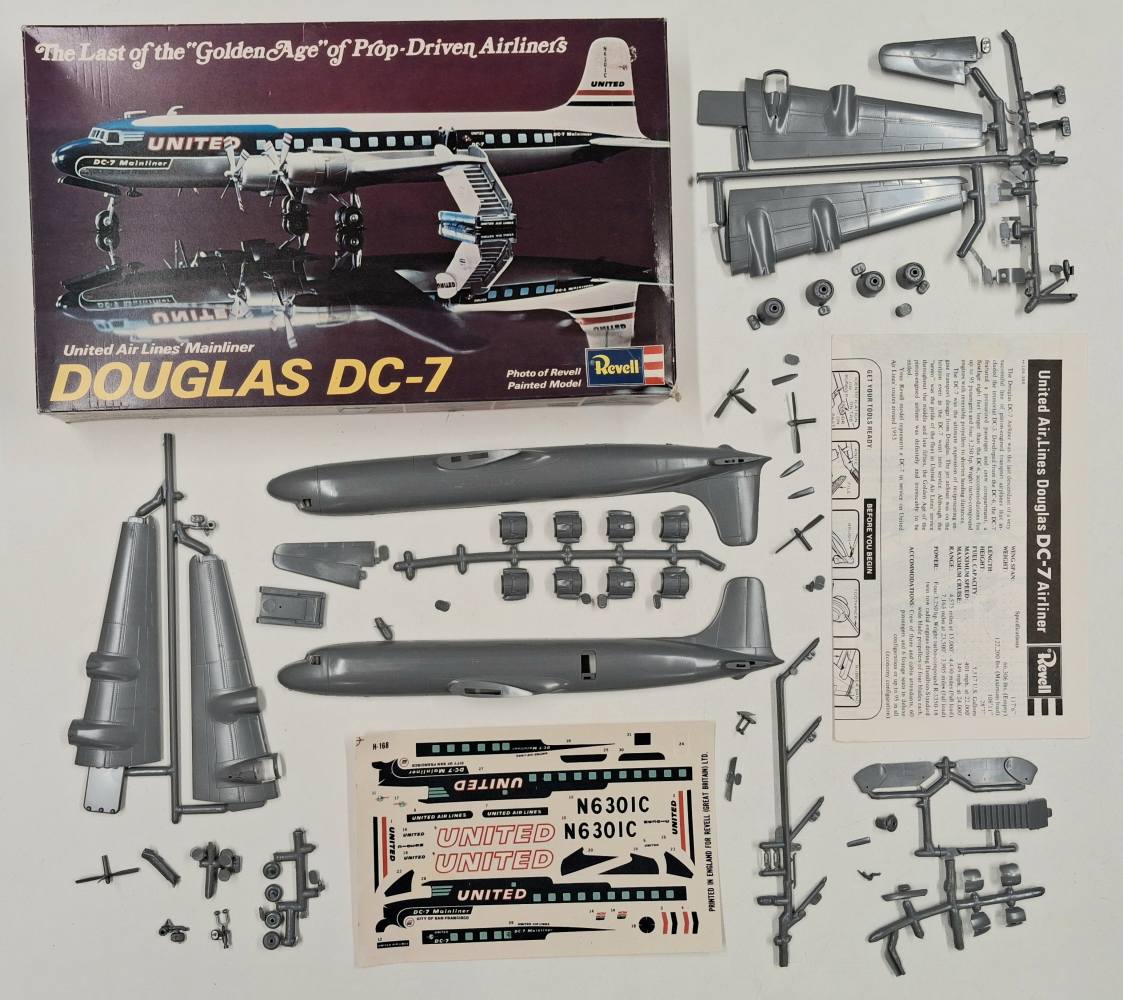 KINGKIT MODEL SCRAPYARD REVELL H-168 DOUGLAS DC-7 UNITED AIRLINES BROKEN PROPS Salvage Yard