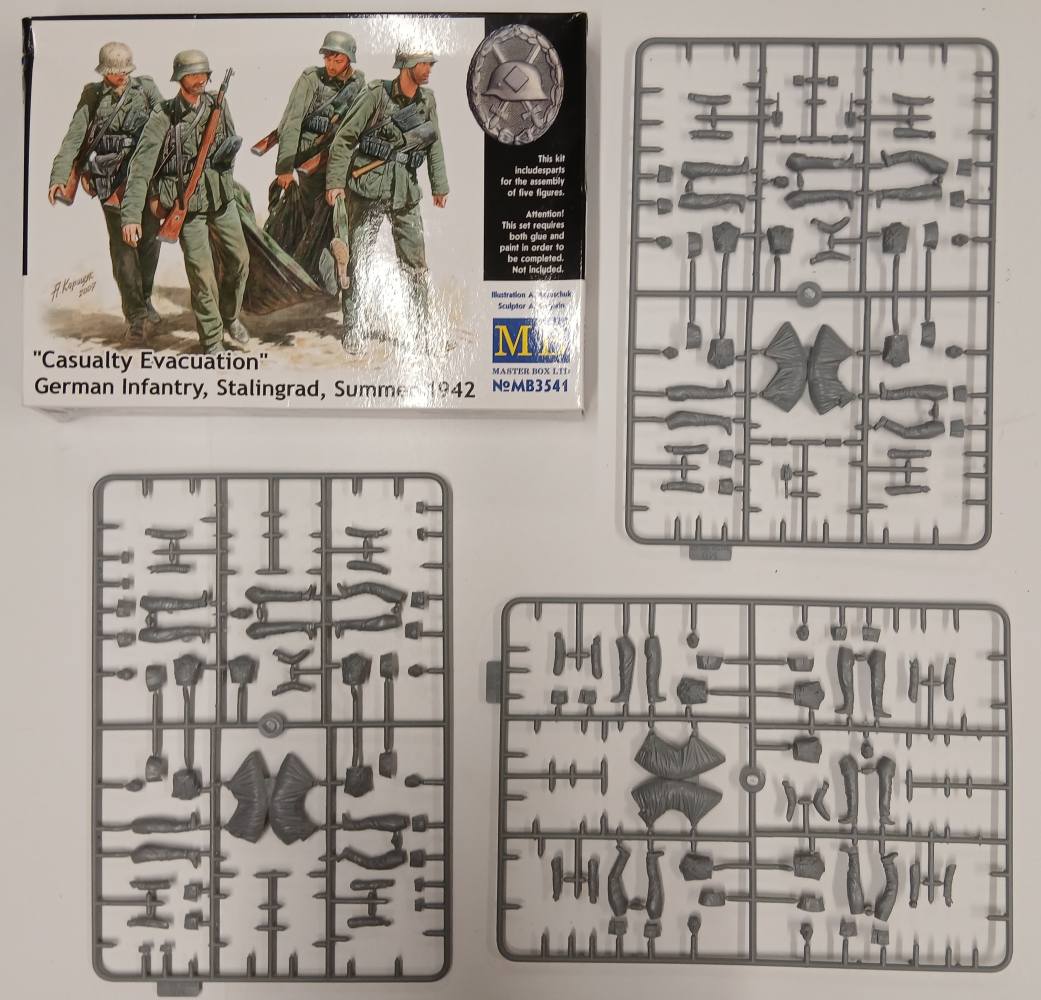 KINGKIT MODEL SCRAPYARD MASTERBOX 3541 CASUALTY EVACUATION GERMAN INFANTRY SUMMER 1942 INCOMPLETE Salvage Yard
