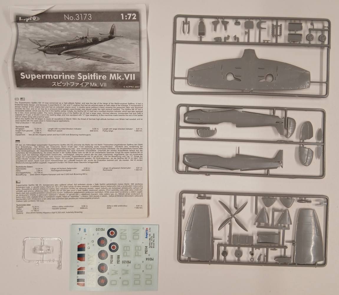 KINGKIT MODEL SCRAPYARD KOPRO 3173 SUPERMARINE SPITEFIRE MK.VII NO BOX Salvage Yard