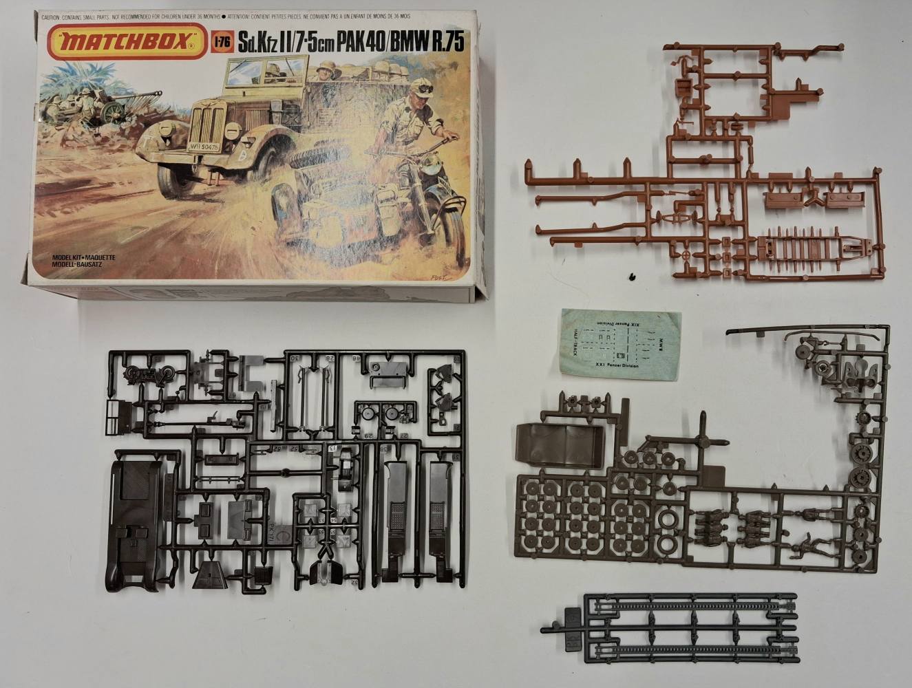 KINGKIT MODEL SCRAPYARD MATCHBOX PK-171 SD.KFZ II/7.5cm PAK 40/BMW R.75 INCOMPLETE Salvage Yard