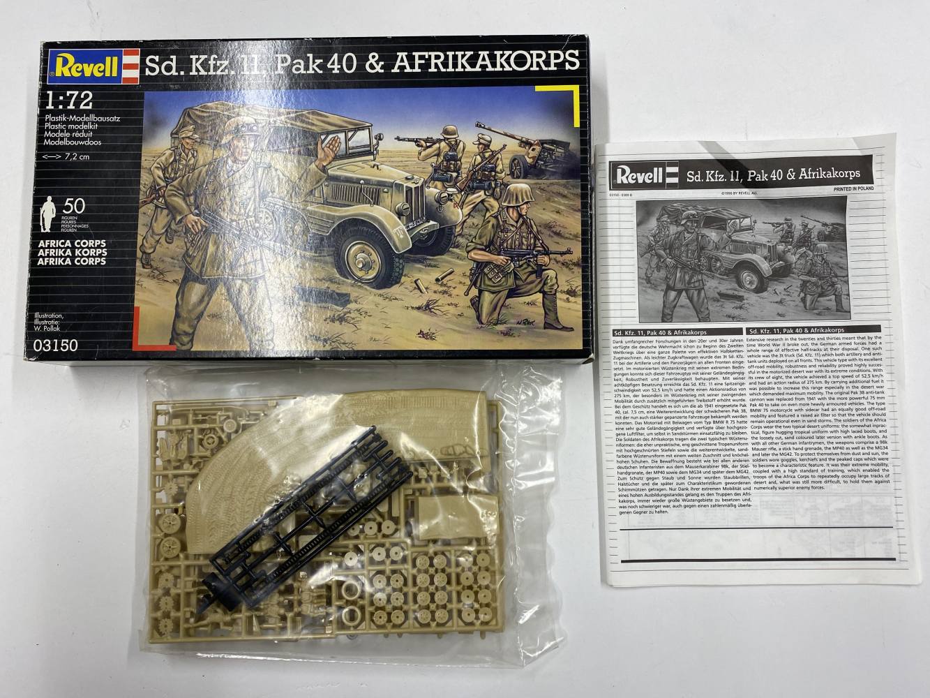 KINGKIT MODEL SCRAPYARD REVELL 03150 SD.KFZ.11 PAK 40 BMW R75 AFRIKAKORPS NO DECALS Salvage Yard
