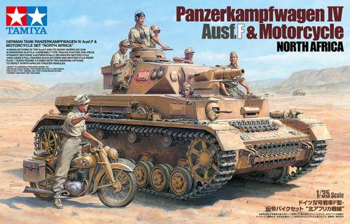 TAMIYA 25208 PANZERKAMPFWAGEN IV AUSF.F MOTORCYCLE NORTH AFRICA Military Model Kits