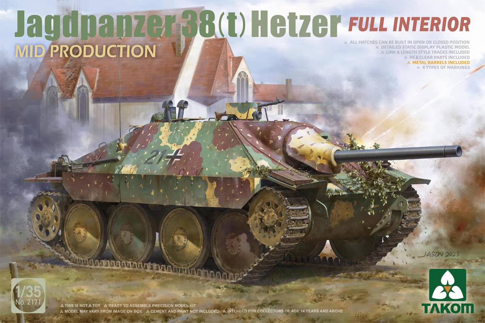 TAKOM 2171 JAGDPANZER 38 T HETZER MID PROD WITH FULL INTERIOR Military Model Kits