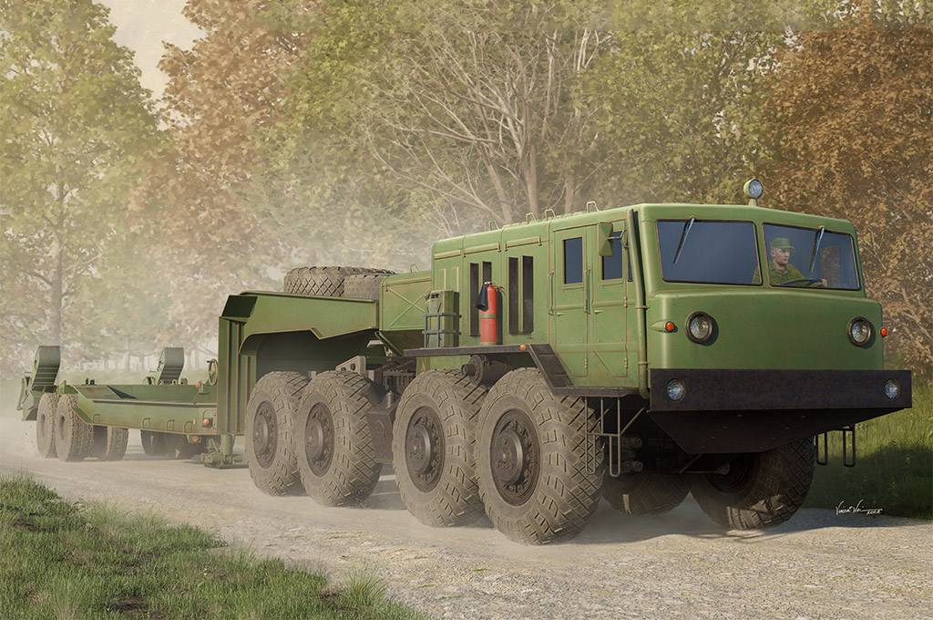 TRUMPETER MODELS 01089 MAZ-545 TRANSPORTER WITH CHMZAP-5247G SEMI-TRAILER Military Model Kits