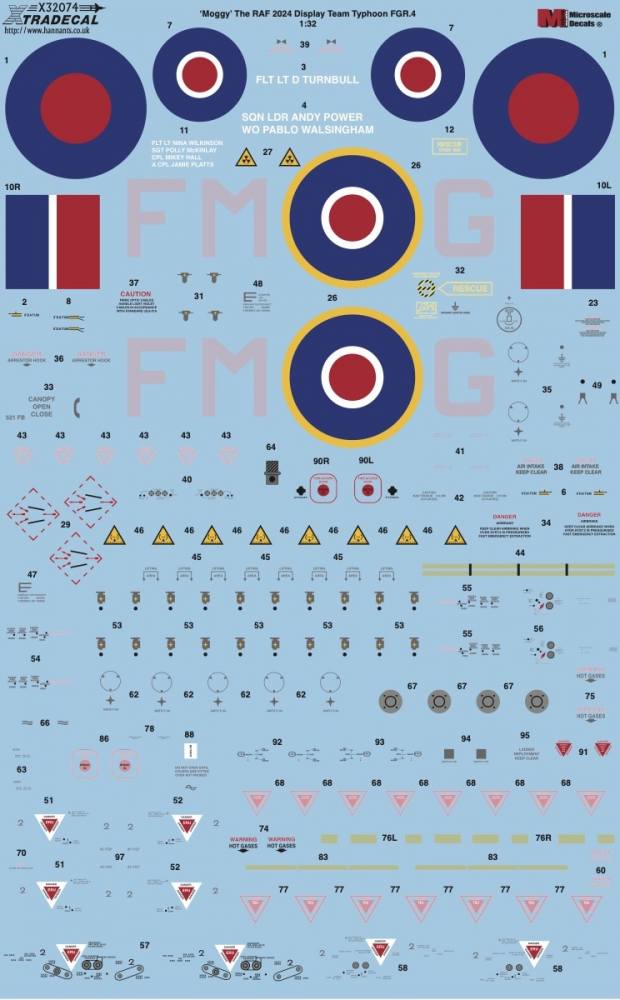 XTRADECAL 32074 MOGGY THE RAF 2024 DISPLAY TEAM TYPHOON FGR.4 Aircraft Model Kits