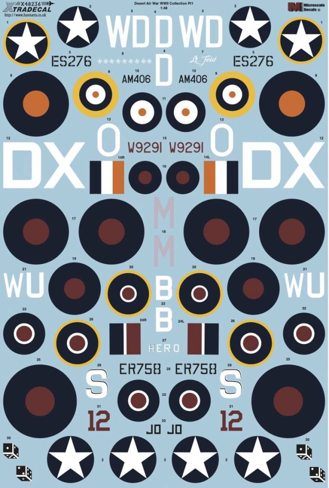 XTRADECAL 48236 DESERT AIR WAR WWII COLLECTION PT1 Model Kit Decals