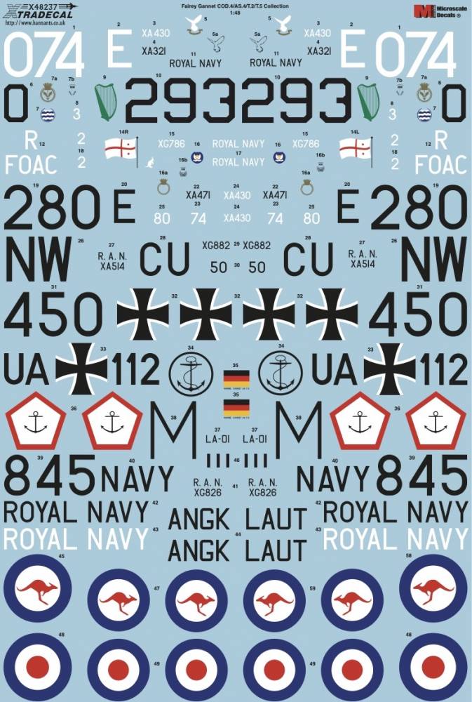 XTRADECAL  48237 FAIREY GANNET COD.4/AS.4/T.2/T.5 COLLECTION Model Kit Decals
