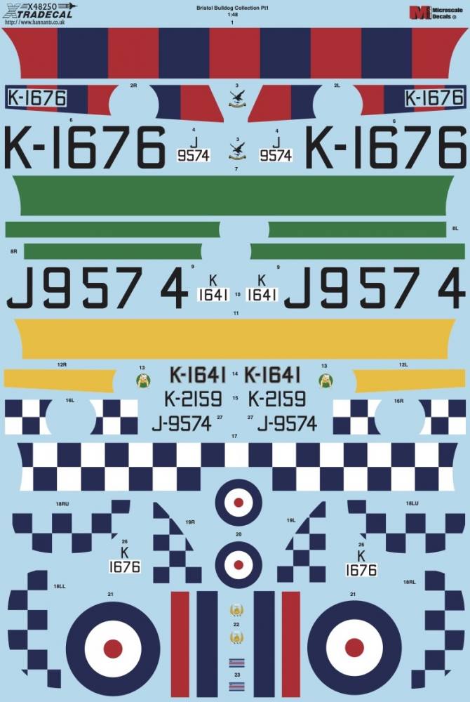 XTRADECAL 48250 BRISTOL BULLDOG COLLECTION PT1 Aircraft Model Kits