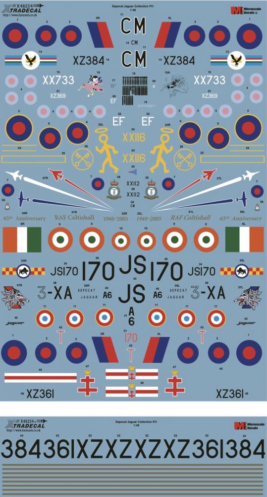 XTRADECAL 48254 SEPECAT JAGUAR COLLECTION PART 1 Model Kit Decals