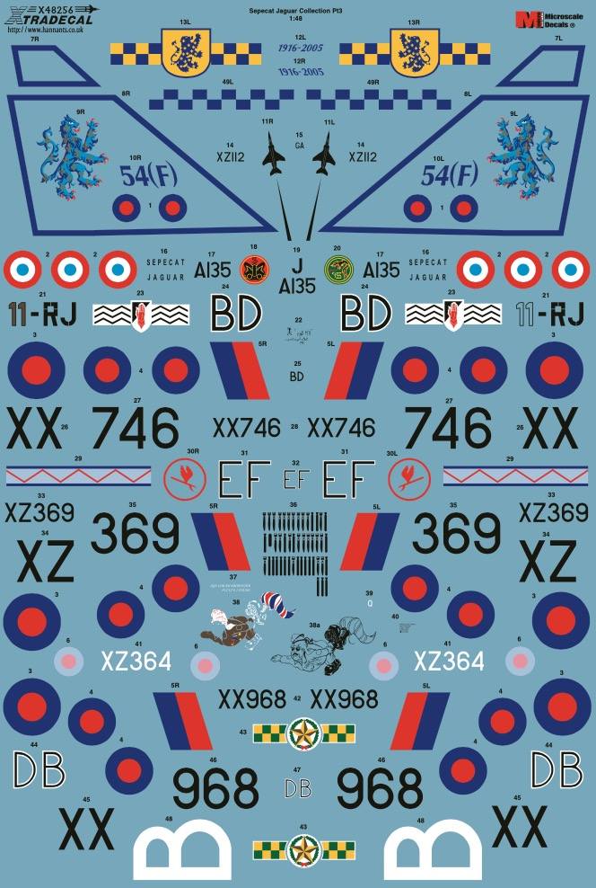 XTRADECAL 48256 SEPECAT JAGUAR COLLECTION PART 3 Model Kit Decals