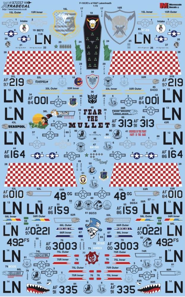 XTRADECAL 72357 BOEING F-15CS E OF RAF LAKENHEATH Model Kit Decals