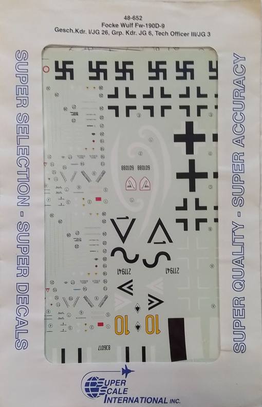 DISCOUNT DECALS 4516 SUPER SCALE INTERNATIONAL 48-652 FOCKE WULT FW-190D-9 Discount Decals