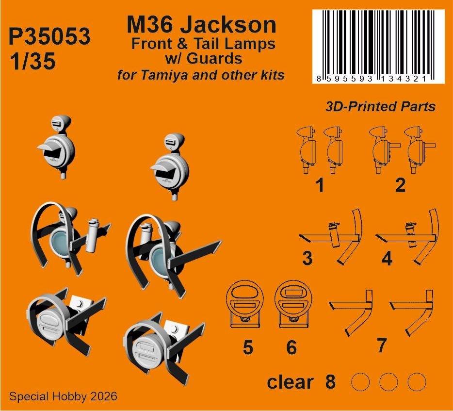 SPECIAL HOBBY P35053 M36 JACKSON FRONT TAIL LAMPS W/ GUARDS Paint & Accessories