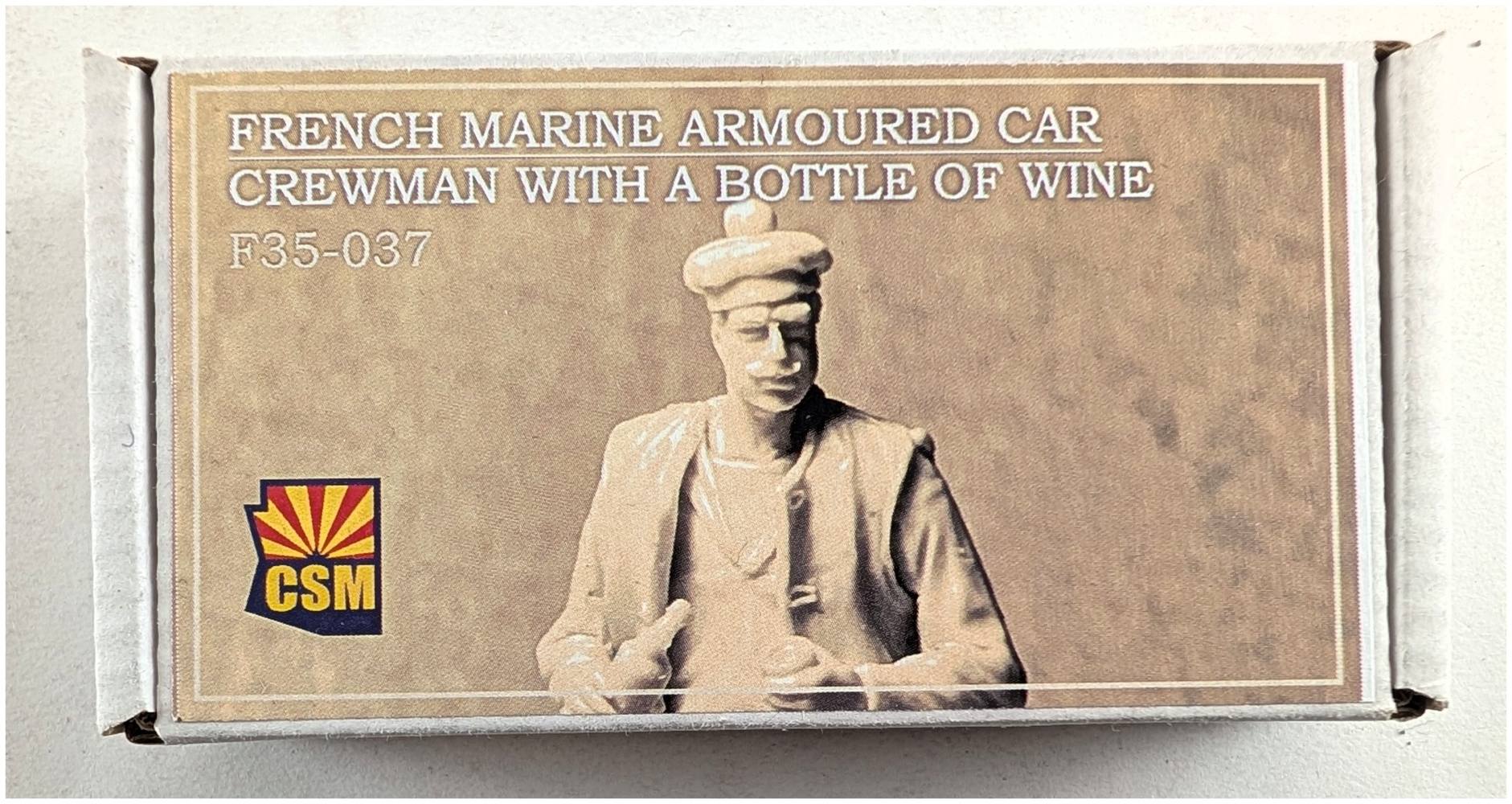 COPPER STATE MODELS F35-037 FRENCH MARINE ARMOURED CAR CREWMAN WITH A BOTTLE OF WINE Model Figures