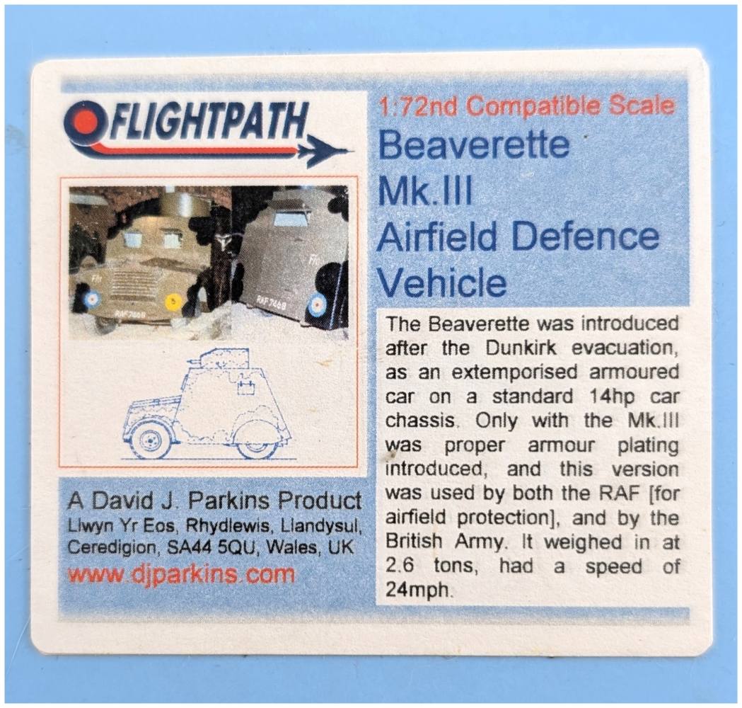 FLIGHTPATH BEAVERETTE MK.III AIRFIELD DEFENCE VEHICLE Military Model Kits