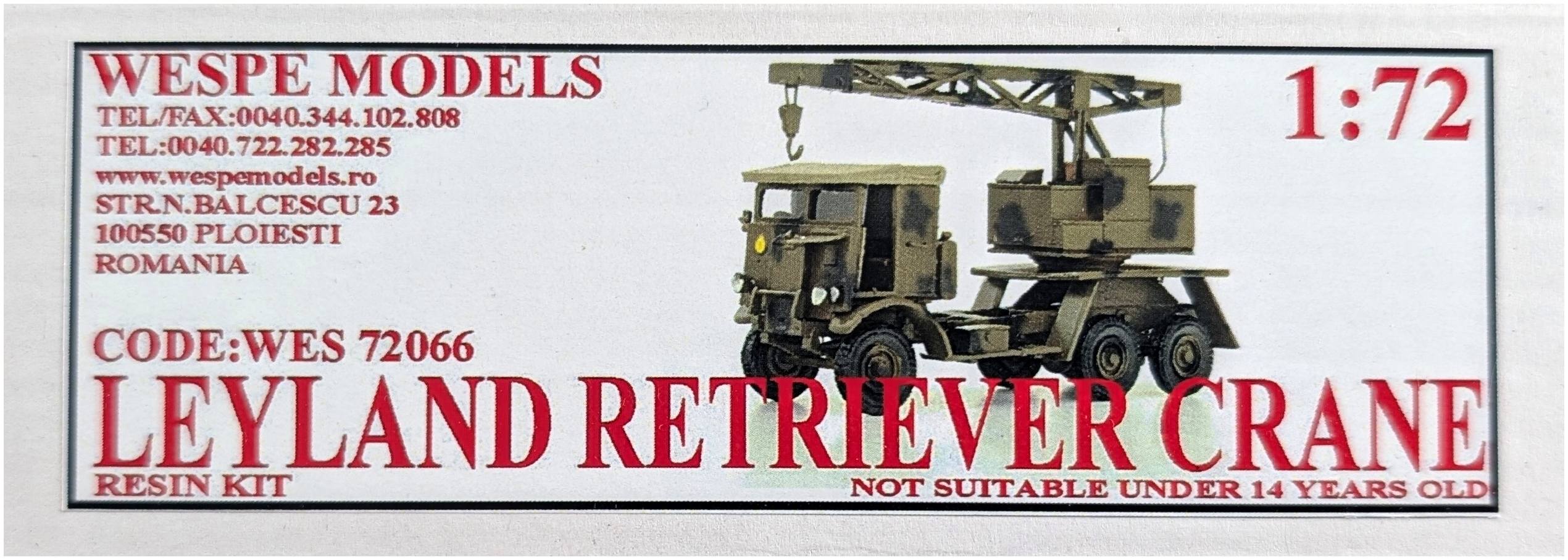 WESPE MODELS 72066 LEYLAND RETRIEVER CRANE Military Model Kits