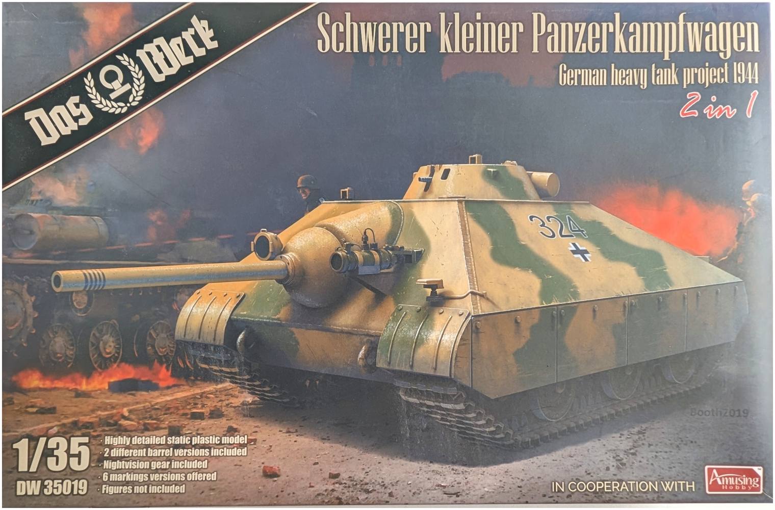DAS WERK DW35019 SCHWERER KLEINER PANZERKAMPFWAGEN GERMAN HEAVY TANK PROJECT 1944 2 IN 1 Military Model Kits