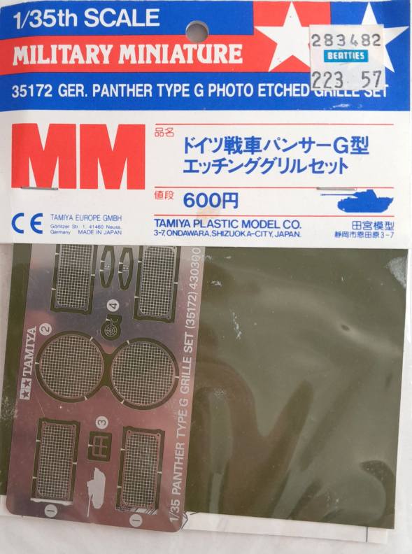 TAMIYA 35172 PANTHER TYPE G PHOTO ETCHED GRILLE SET Conversion Sets