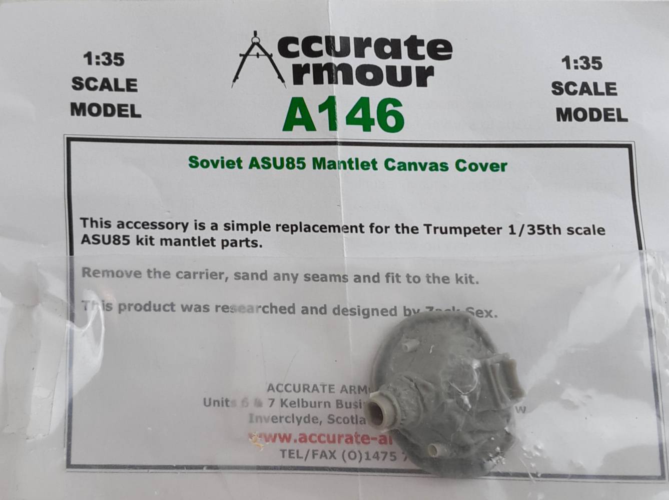 ACCURATE ARMOUR A146 SOVIET ASU85 MANTLET CANVAS COVER Conversion Sets