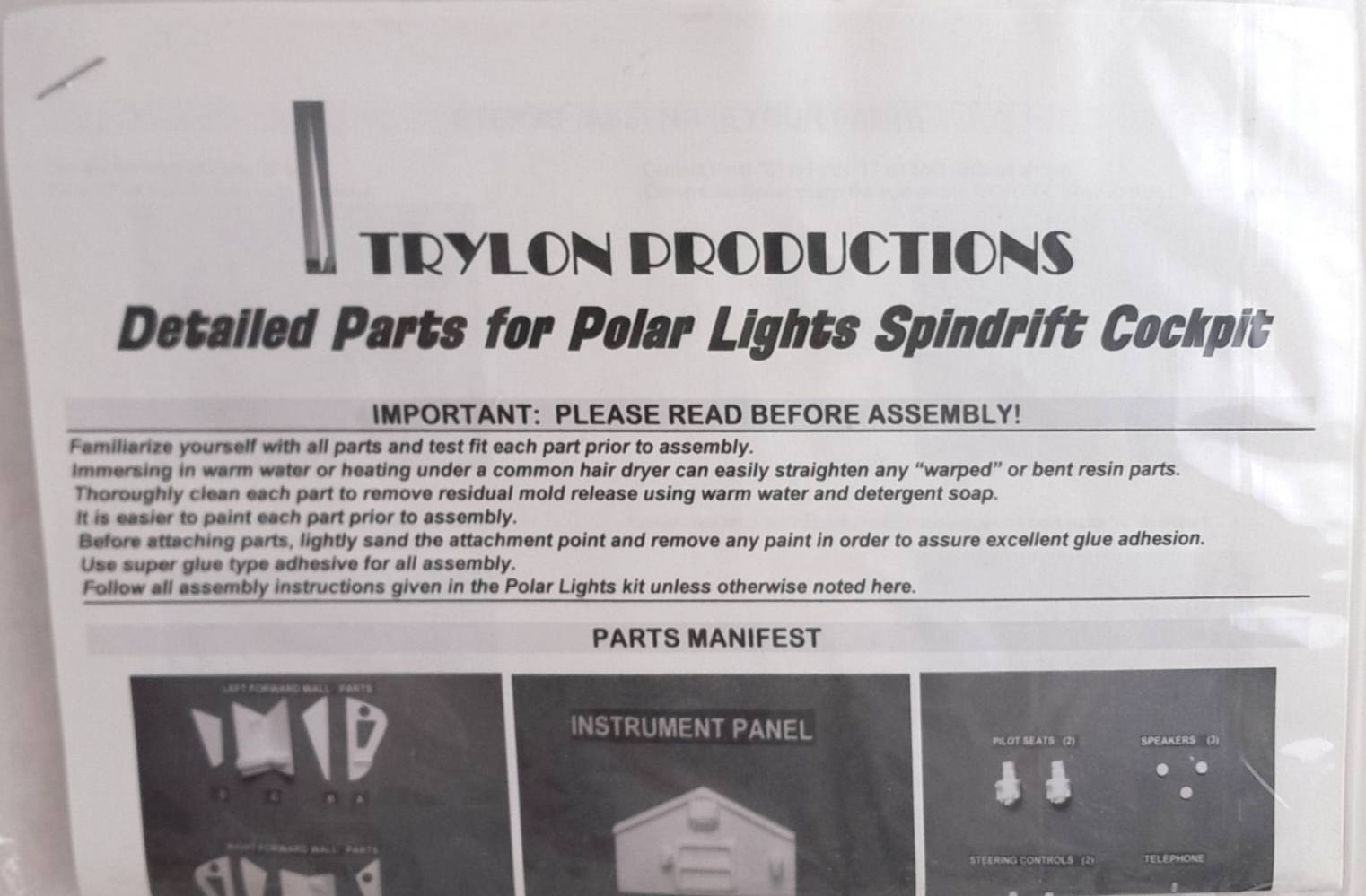 UNKNOWN MAKE DETAILED PARTS FOR POLAR LIGHTS SPINDRIFT COCKPIT Conversion Sets