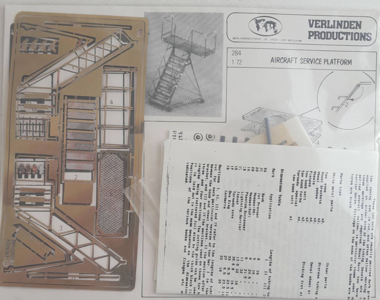 VERLINDEN PRODUCTIONS 284 AIRCRAFT SERVICE PLATFORM Conversion Sets