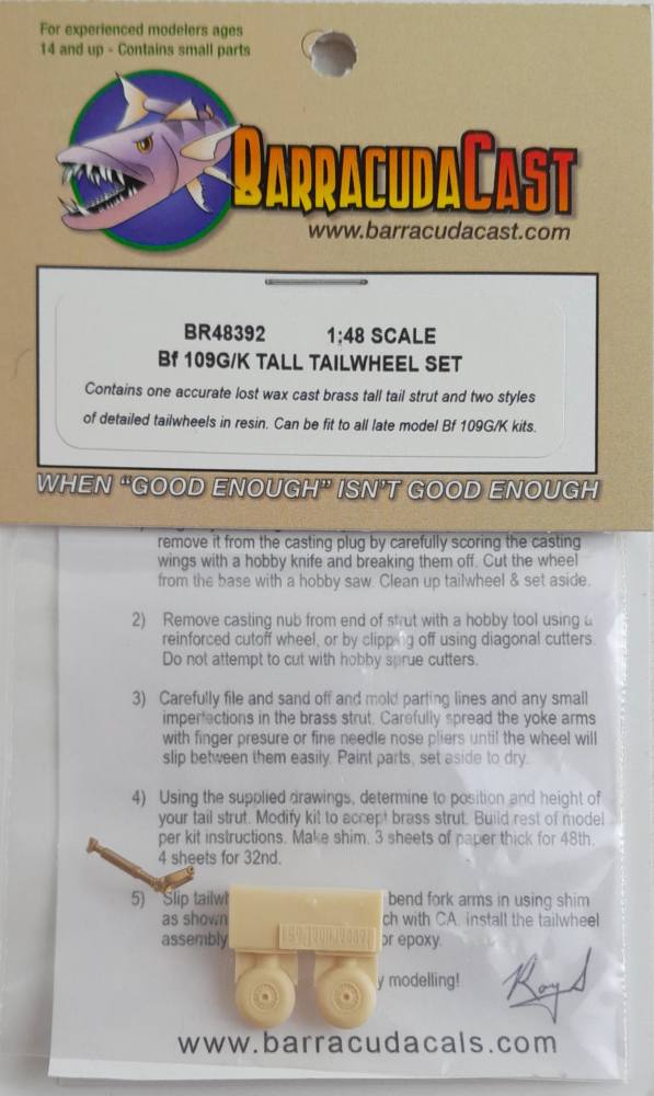 BARRACUDACAST BR48392 BF 109G/K TALL TAILWHEEL SET Conversion Sets