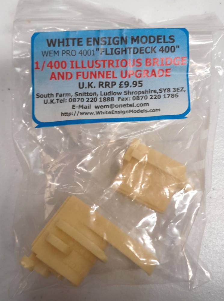 WHITE ENSIGN WEM PRO 4001 1/400 ILLUSTRIOUS BRIDGE AND FUNNEL UPGRADE Conversion Sets