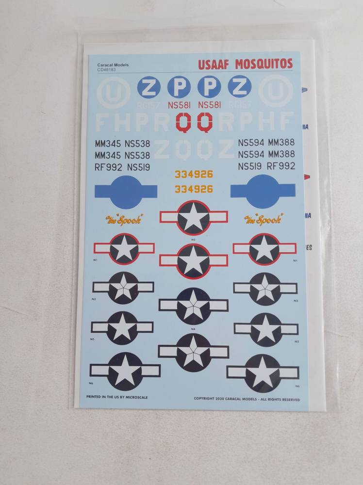 DISCOUNT DECALS 5543. CD48183 USAAF MOSQUITOS CARACAL MODELS Discount Decals