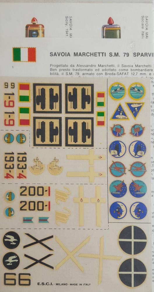 DISCOUNT DECALS 5563. 1 SAVOIA MARCHETTI S.M. 79 SPARVIERO ESCI Discount Decals