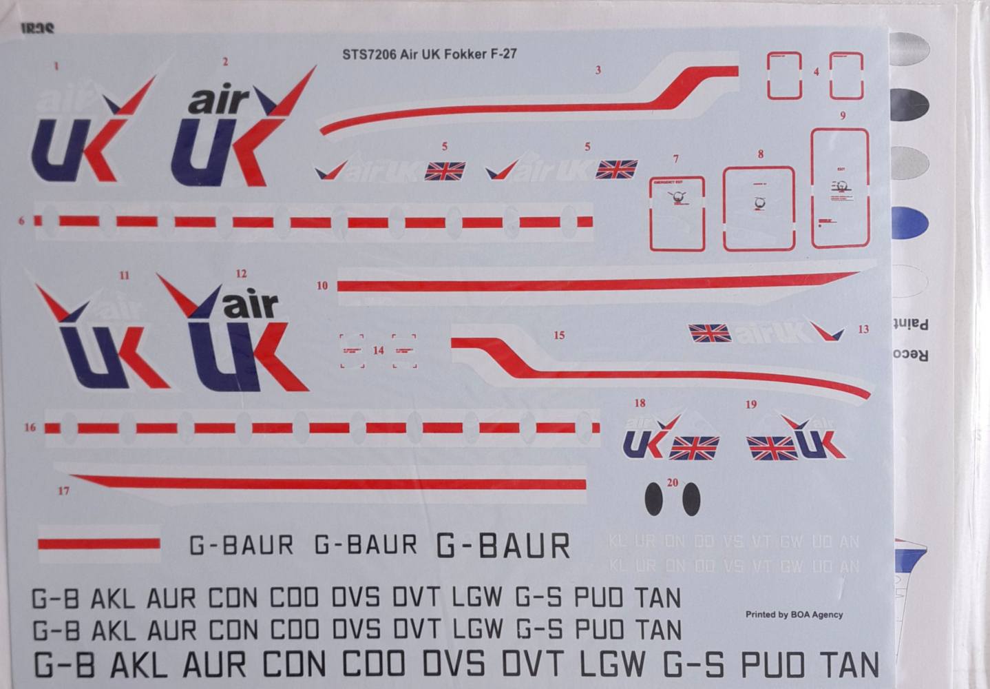 DISCOUNT DECALS 5624 STS7206 AIR UK FOKKER F-27 UNKNOWN Discount Decals