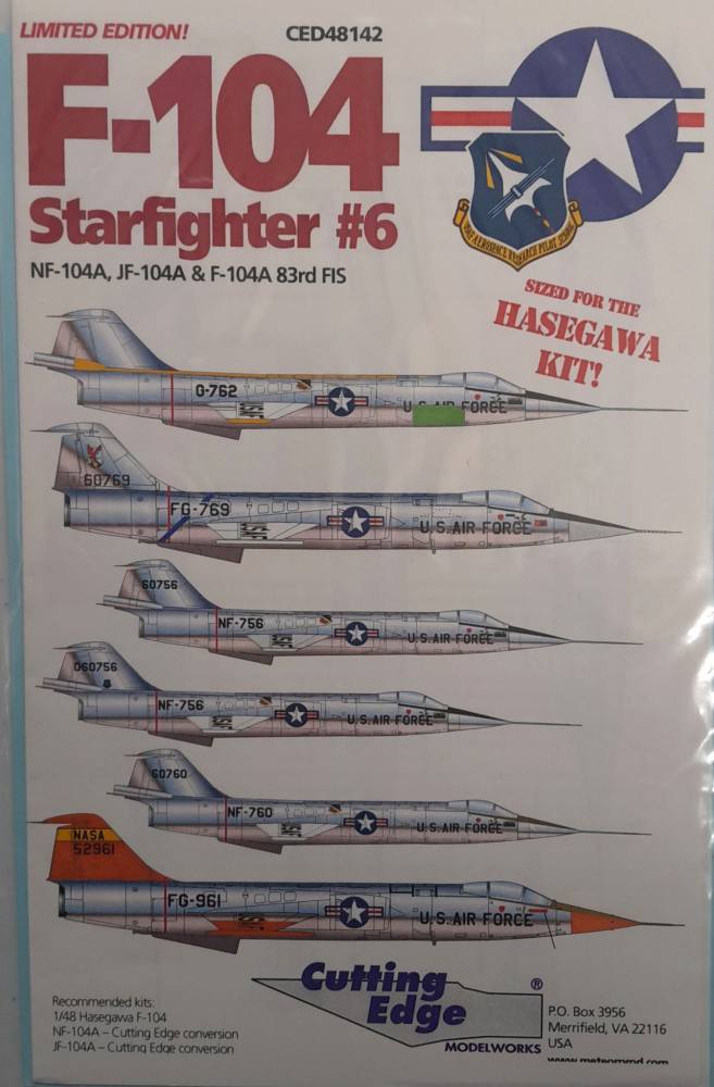 DISCOUNT DECALS 5635 CED48142 F-104 STARFIGHTER 6 CUTTING EDGE Discount Decals