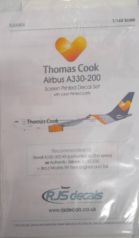 DISCOUNT DECALS  5826 RJS4404 THOMAS COOK AIRBUS A330-200 SCREEN PRINTED DECAL SET RJS Decals Discount Decals