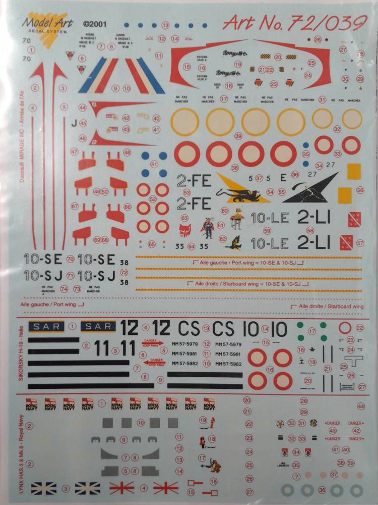 DISCOUNT DECALS 6045 72/039 DASSAULT MIRAGE IIIC ARM E DE L AIR Model Art Discount Decals