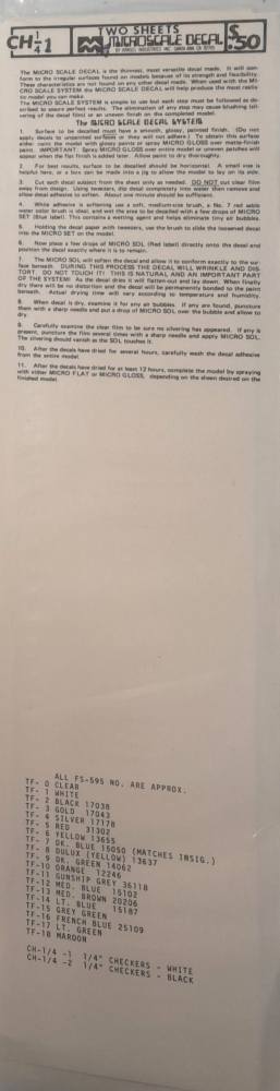 DISCOUNT DECALS 6074 CH-1-41 TWO SHEETS MICRO SCALE DECAL Microscale Discount Decals