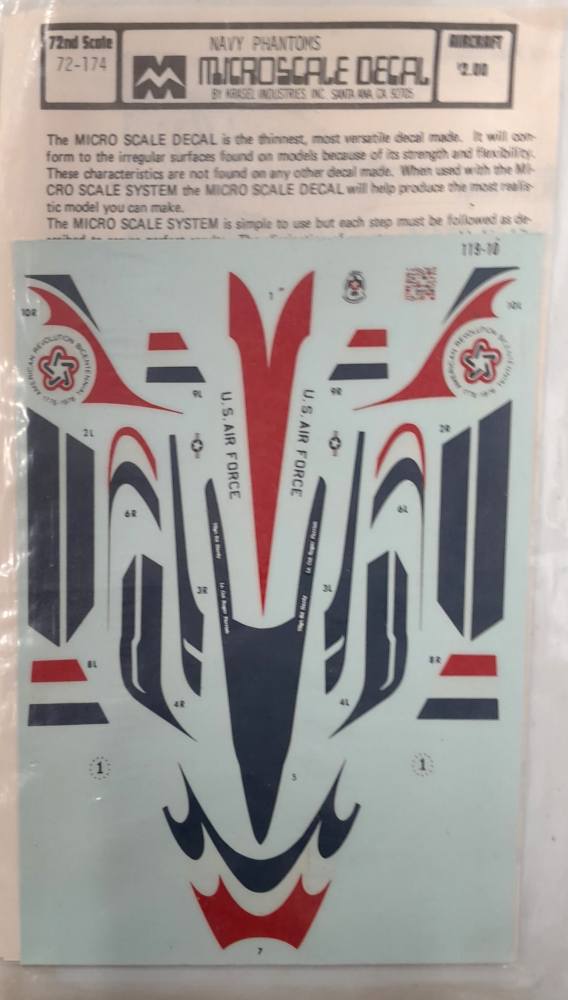 DISCOUNT DECALS  6208 72-174 NAVY PHANTOMS Microscale Decal Discount Decals