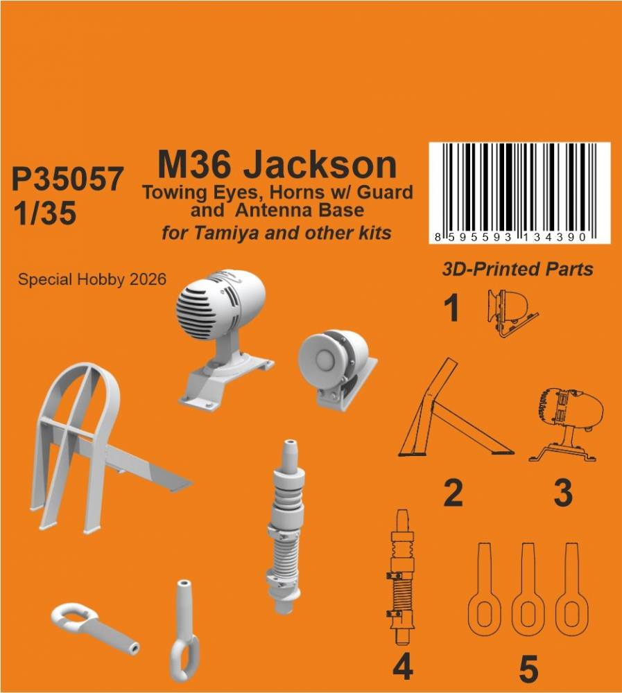 CMK P35057 M36 JACKSON TOWING EYES HORNS W/ GUARD AND ANTENNA BASE Conversion Sets