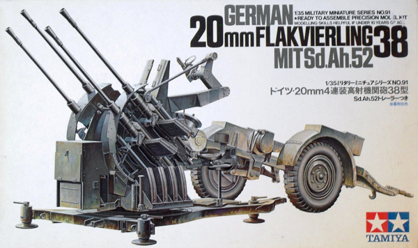 TAMIYA Military Model Kits 35091 20mm FLAKVIERLING 38 MIT Sd.Ah.52