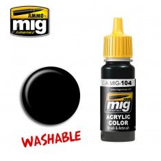 AMMO BY MIG JIMENEZ  0104 WASHABLE BLACK 17ml ACRYLIC PAINT FOR BRUSH   AIRBRUSH