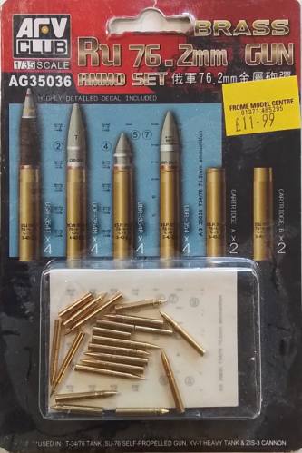 AFV CLUB 1/35 AG35036 AMMO SET  RU 76 BRASS 2MM GUN