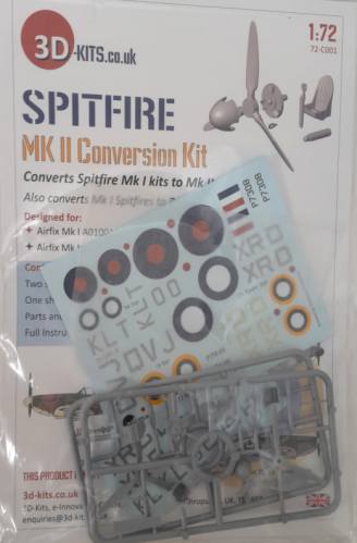 3D KITS 1/72 72-C001 SPITFIRE MK II CONVERSION KIT