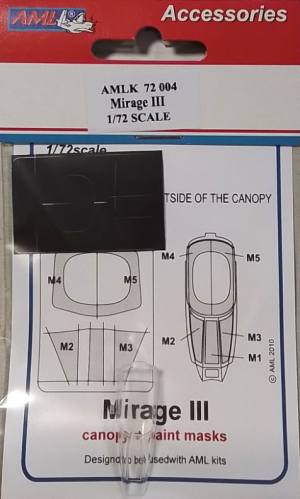 AML 1/72 AMLK 72 004 MIRAGE III CANOPY    PAINT MASKS