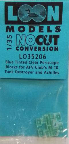 LOON MODELS 1/35 L035206 BLUE TINTED CLEAR PERISCOPE BLOCKS FOR AFV CLUB S M-10 TANK DESTROYER AND ACHILLES