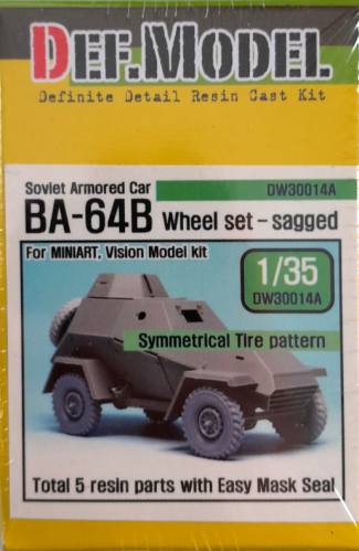DEF MODEL 1/35 DW30014A SOVIET ARMORED CAR BA-64B WHEEL SET - SAGGED