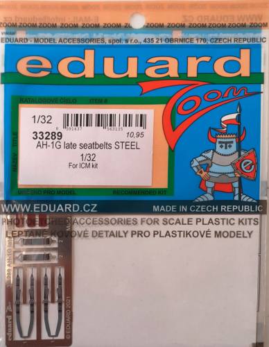 EDUARD 1/32 33289 AH-1G LATE SEATBELTS STEEL